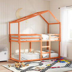 Kids' Bed Roof 203x95,5x142 cm Solid Wood Pine Width 203 cm Wax brown 80.5 cm