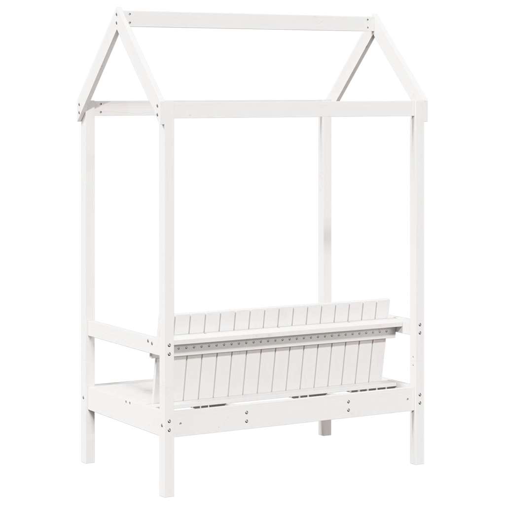 Bench with Roof 117,5x70x176,5 cm Solid Wood Pine White