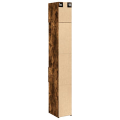 Slim Storage Cabinet 30x42.5x225 cm Engineered Wood 2 Drawers 3 Shelves Smoked oak 30 cm