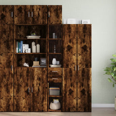 Slim Storage Cabinet 30x42.5x225 cm Engineered Wood 2 Drawers 3 Shelves Smoked oak 30 cm