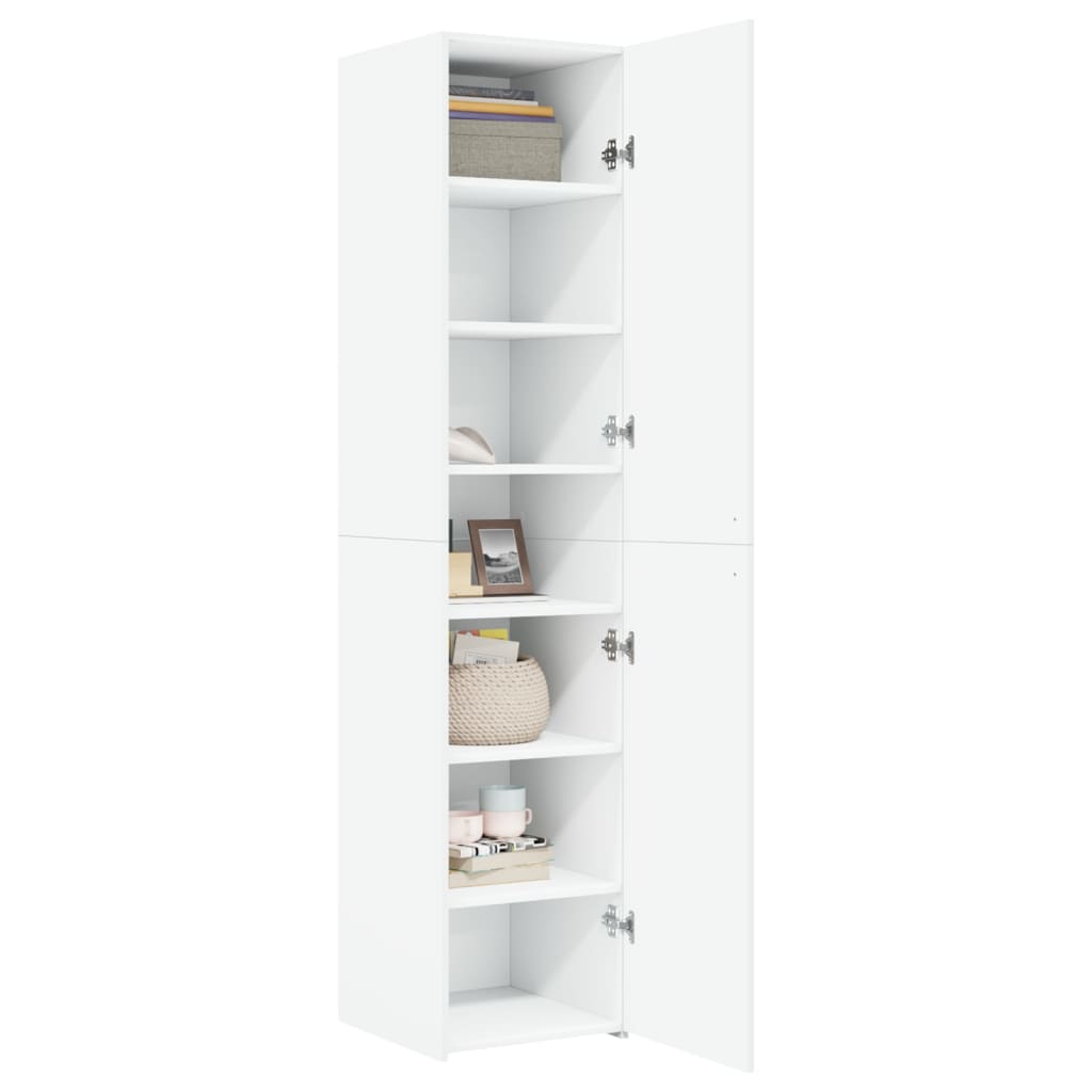 Highboard 40x42.5x185 cm Engineered Wood with 6 Shelves White