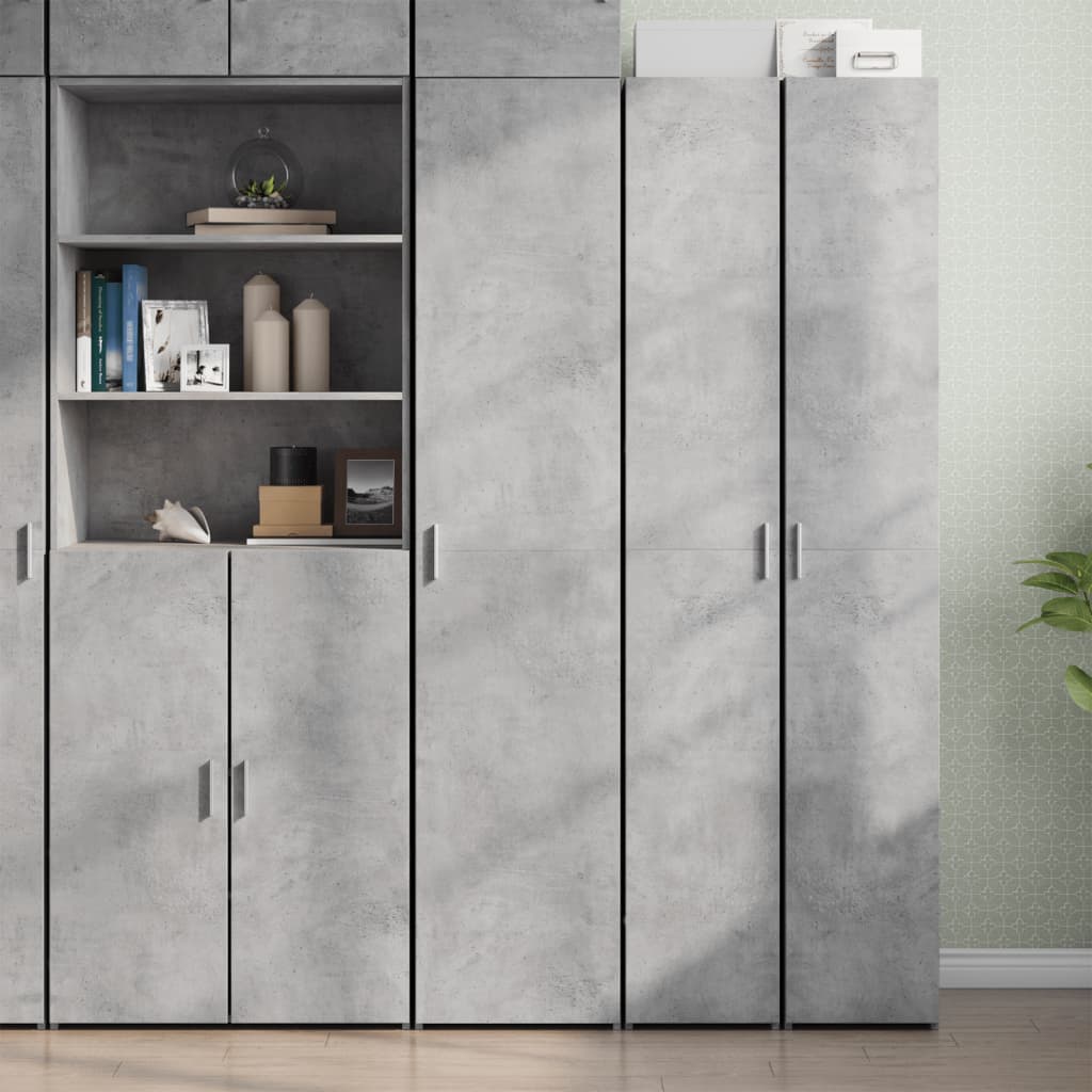 Highboard 40x42.5x185 cm Engineered Wood with 6 Shelves Concrete grey