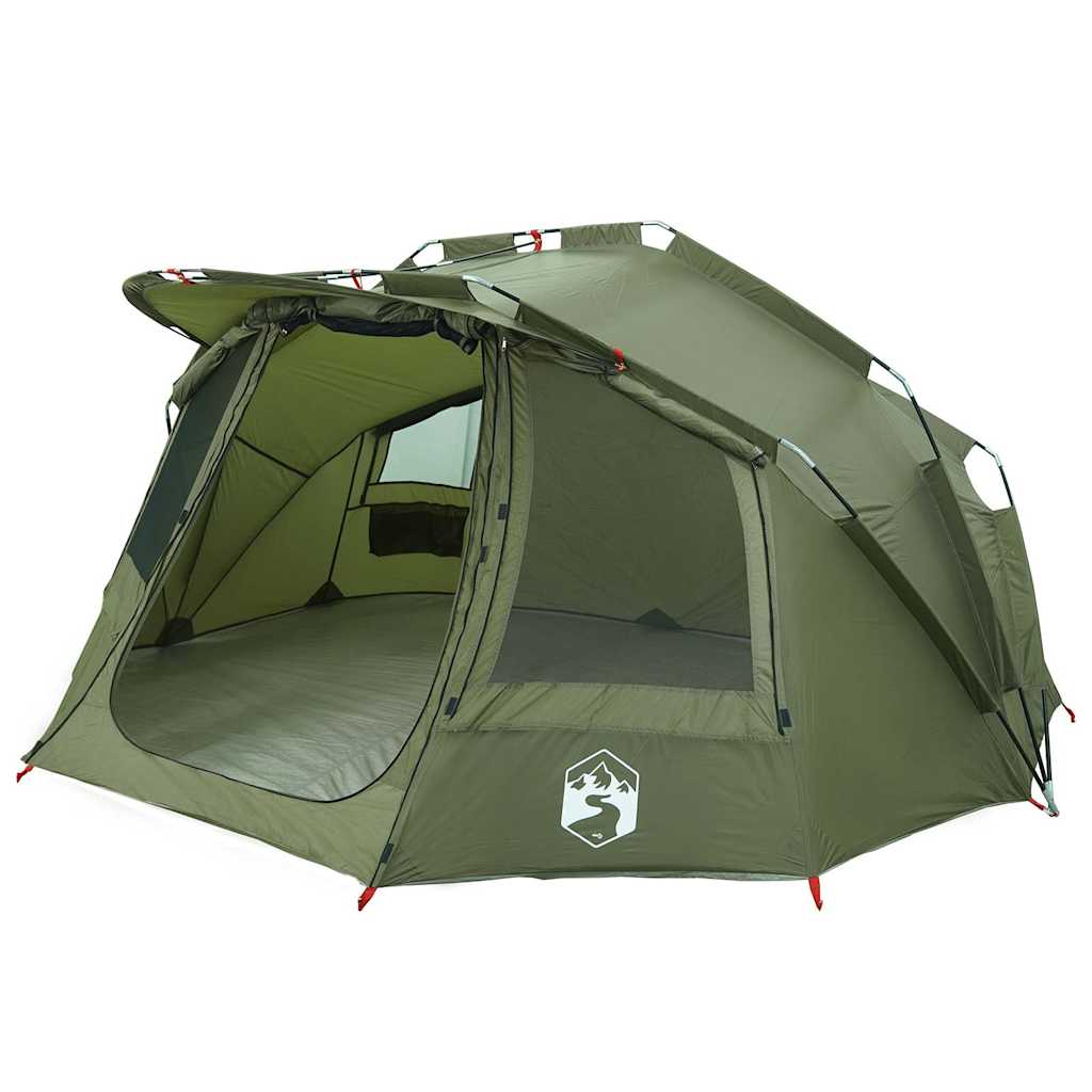 vidaXL Fishing Tent 5-Person Olive Green Waterproof 4