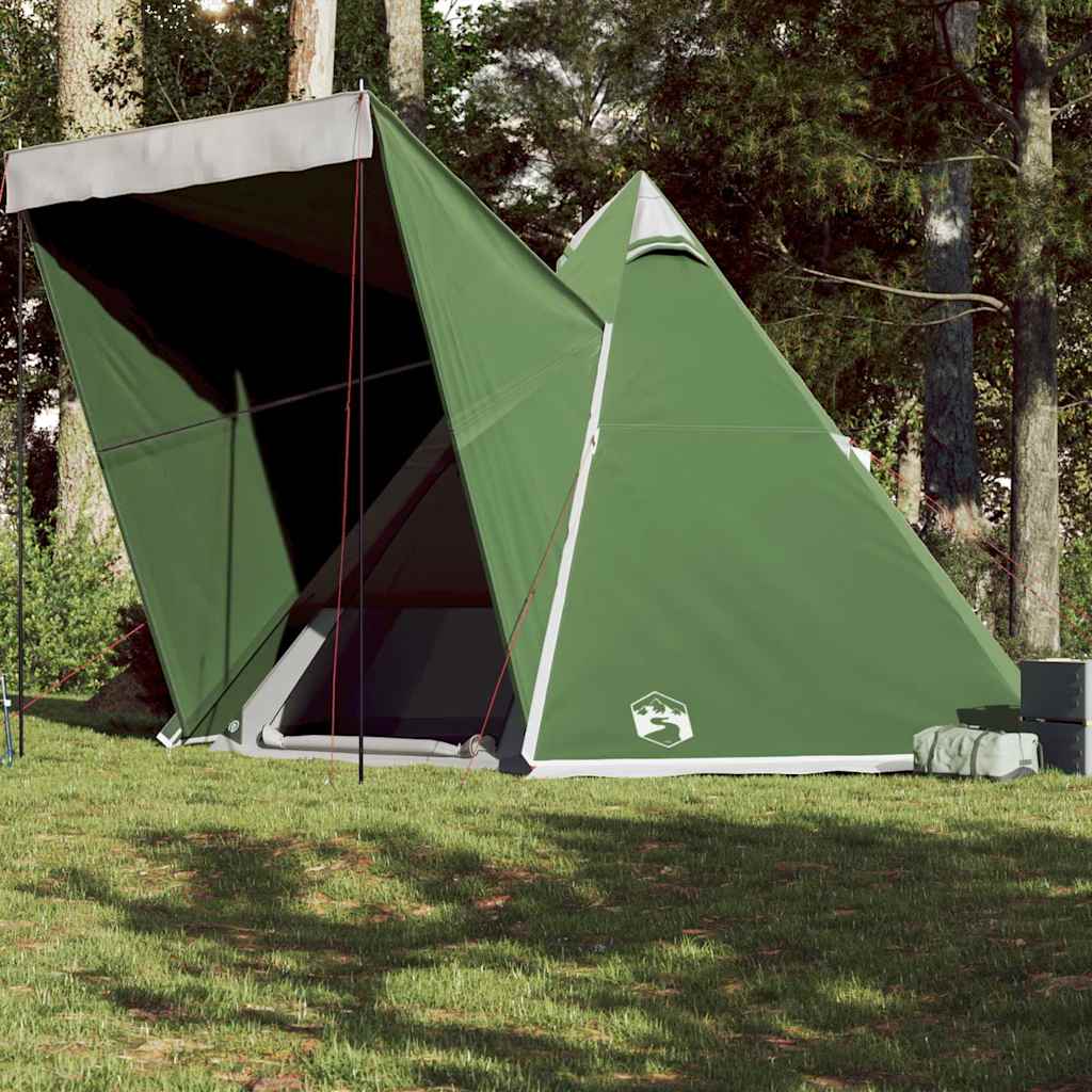 Family Tent Tipi Waterproof Green 6-Person