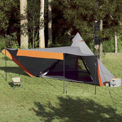 Family Tent Tipi Waterproof Grey and orange 8-person