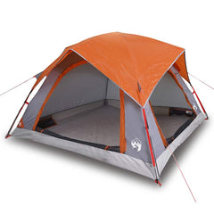 vidaXL Camping Tent Cabin 4-Person Grey and Orange Waterproof 2