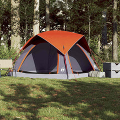 vidaXL Camping Tent Cabin 4-Person Grey and Orange Waterproof 4