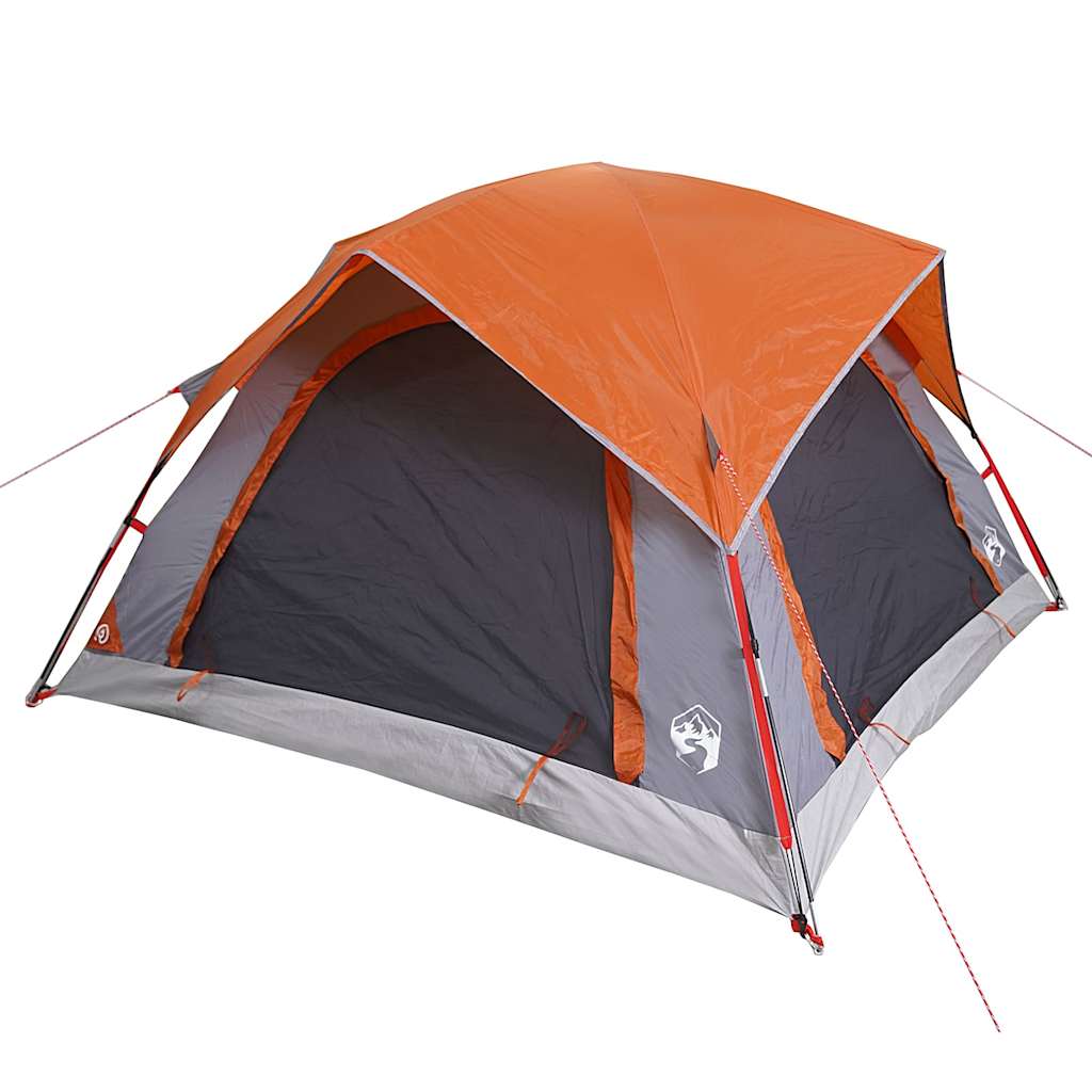 vidaXL Camping Tent Cabin 4-Person Grey and Orange Waterproof 5