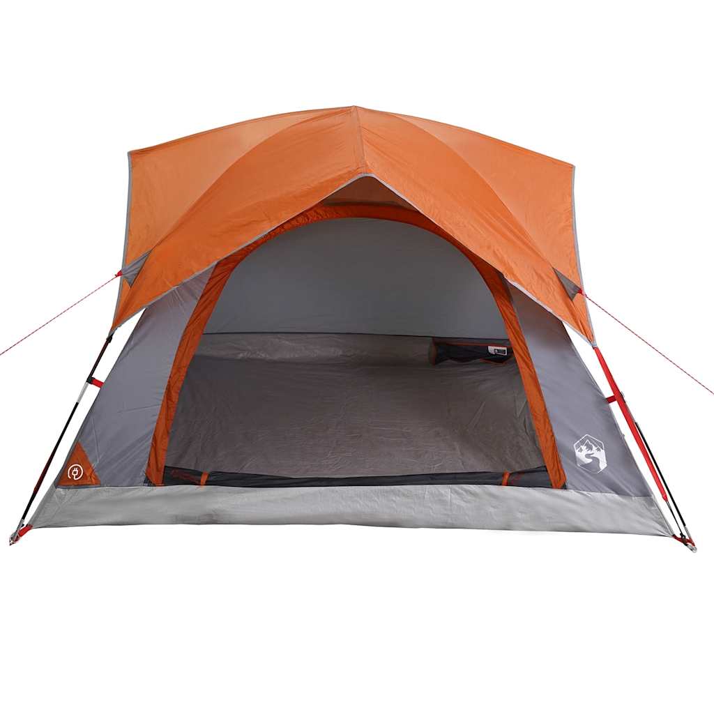 vidaXL Camping Tent Cabin 4-Person Grey and Orange Waterproof 6