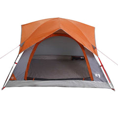 vidaXL Camping Tent Cabin 4-Person Grey and Orange Waterproof 6