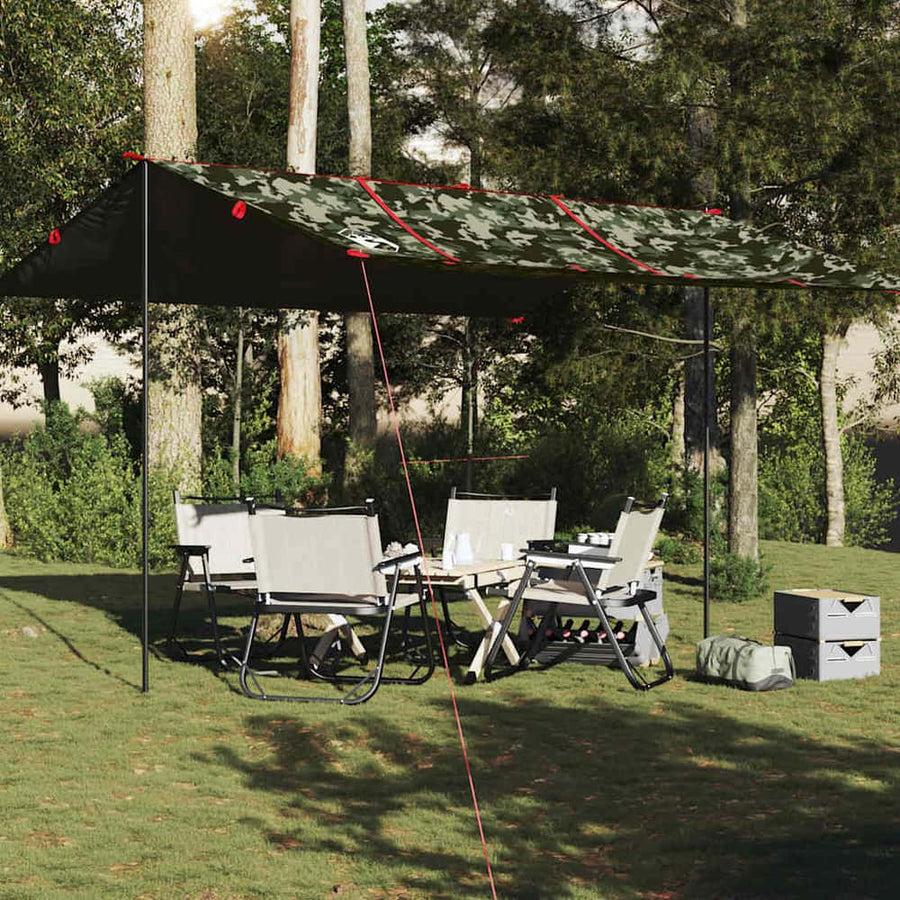 Camping Tarp 451x420 cm Waterproof Taffeta Length 420 cm Camouflage