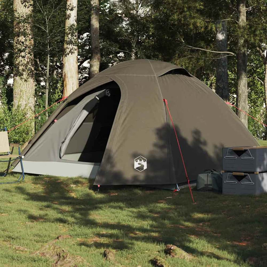 Camping Tent Dome Waterproof 4-person Brown
