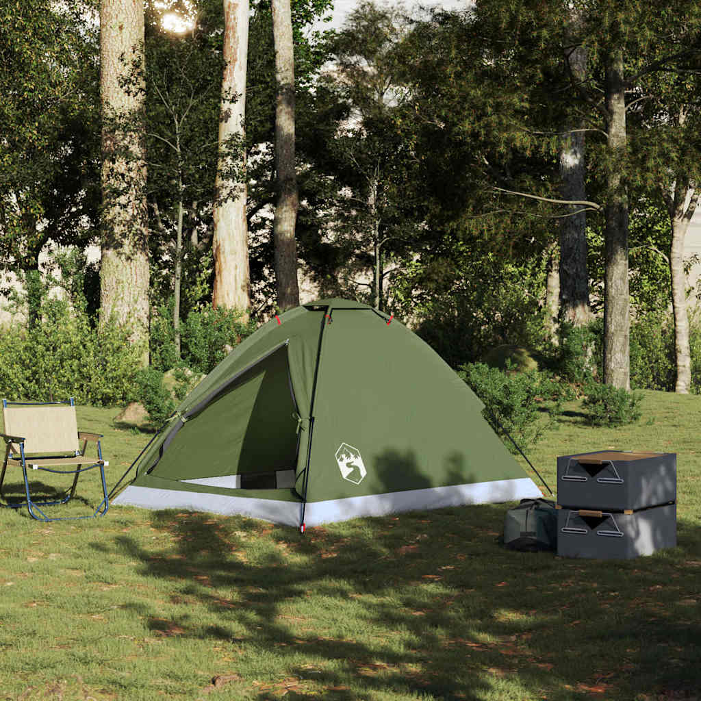 vidaXL Camping Tent Dome 2-Person Olive Green Waterproof 3
