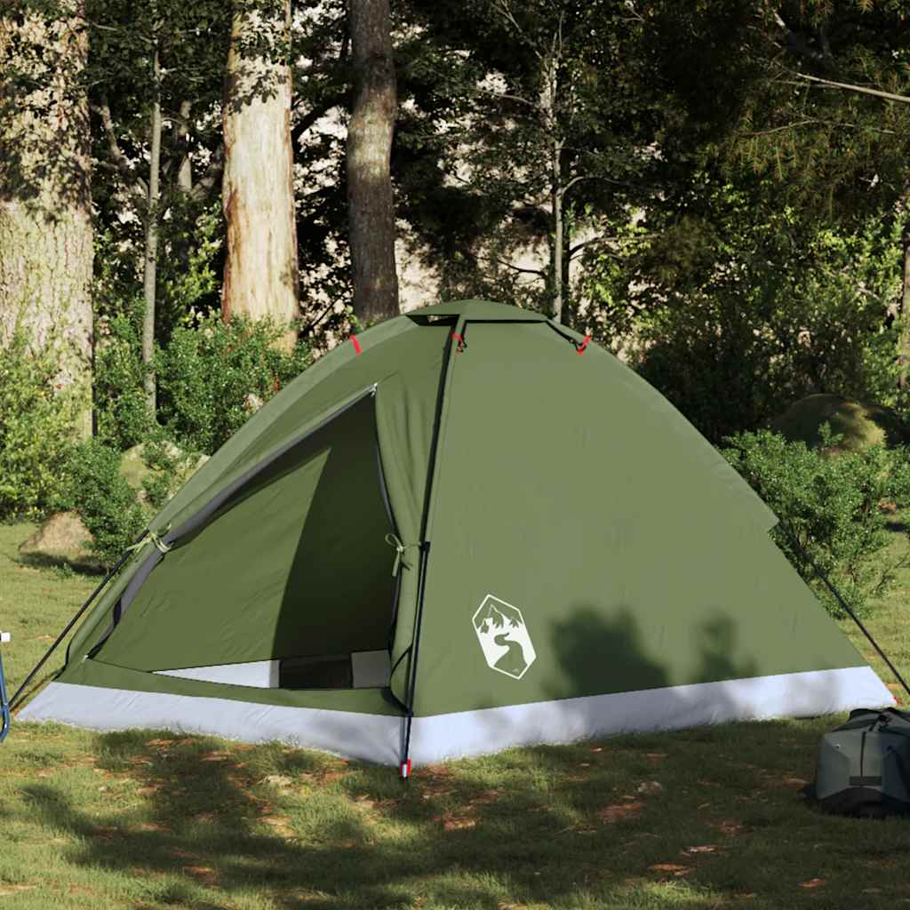 vidaXL Camping Tent Dome 2-Person Olive Green Waterproof 1