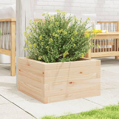 Garden Planter Solid Wood Pine Open Bottom Height 23 cm Natural Pine 40 cm 40 cm