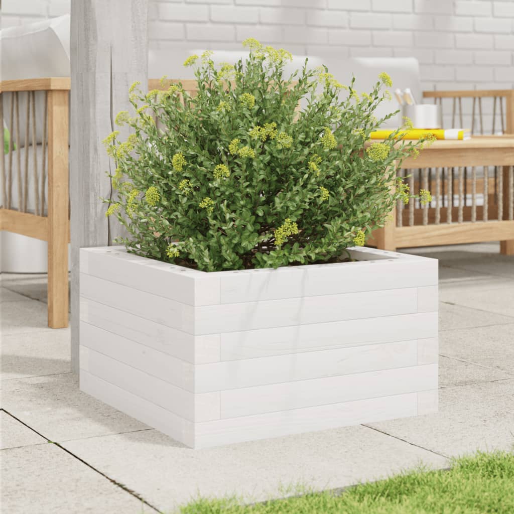 vidaXL Garden Planter White 40x40x23 cm Solid Wood Pine 3