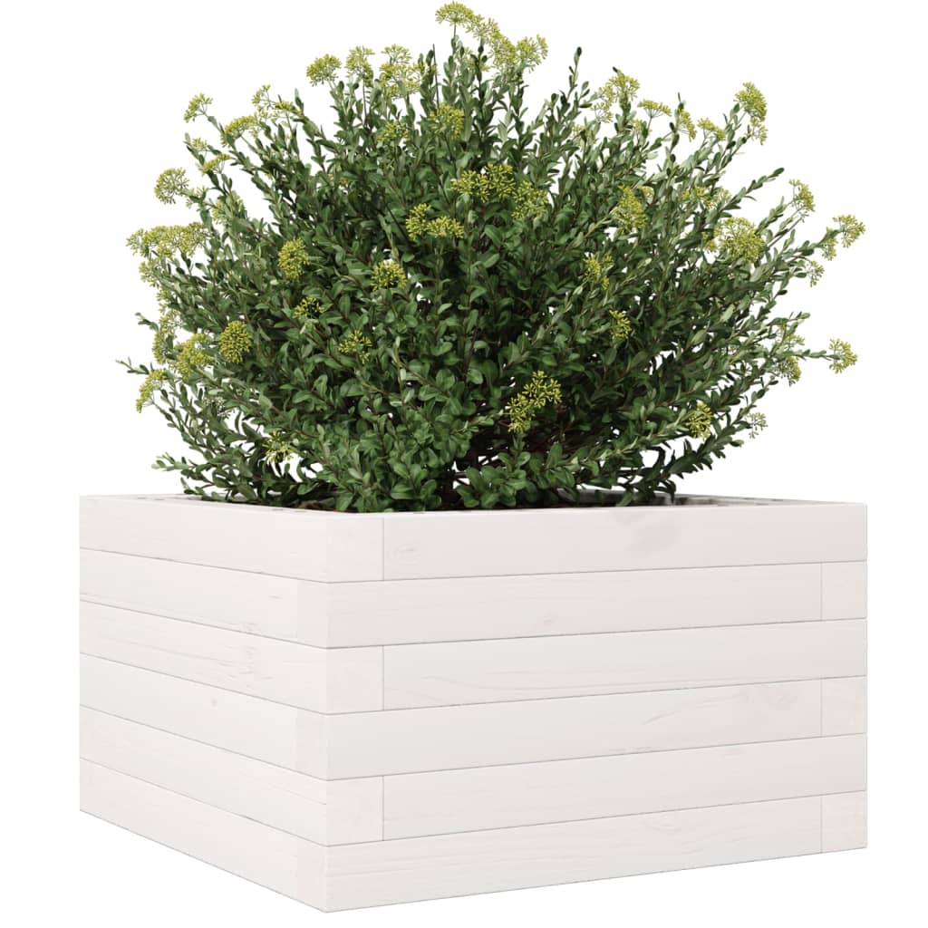 vidaXL Garden Planter White 40x40x23 cm Solid Wood Pine 4