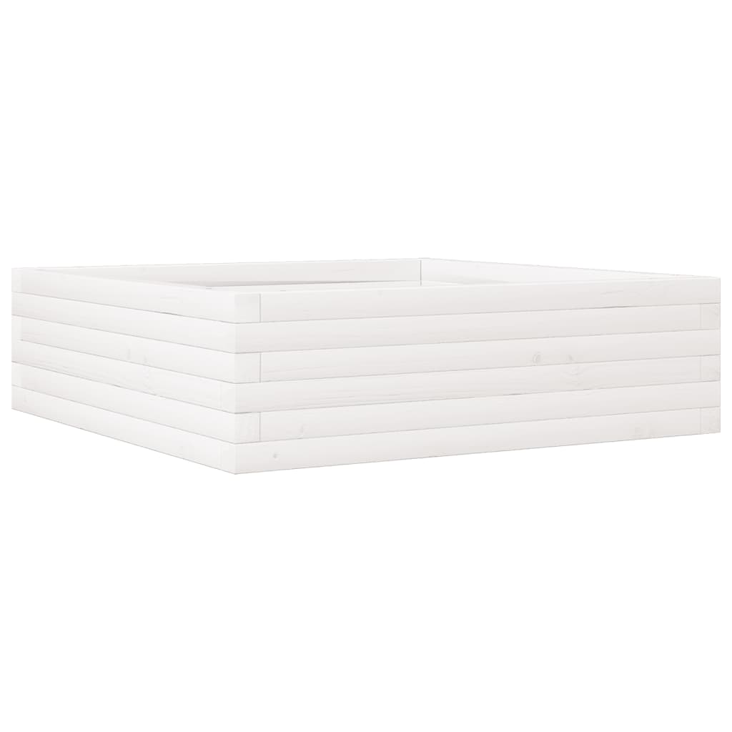 Garden Planter Solid Wood Pine Open bottom Height 23 cm White 80 cm 80 cm