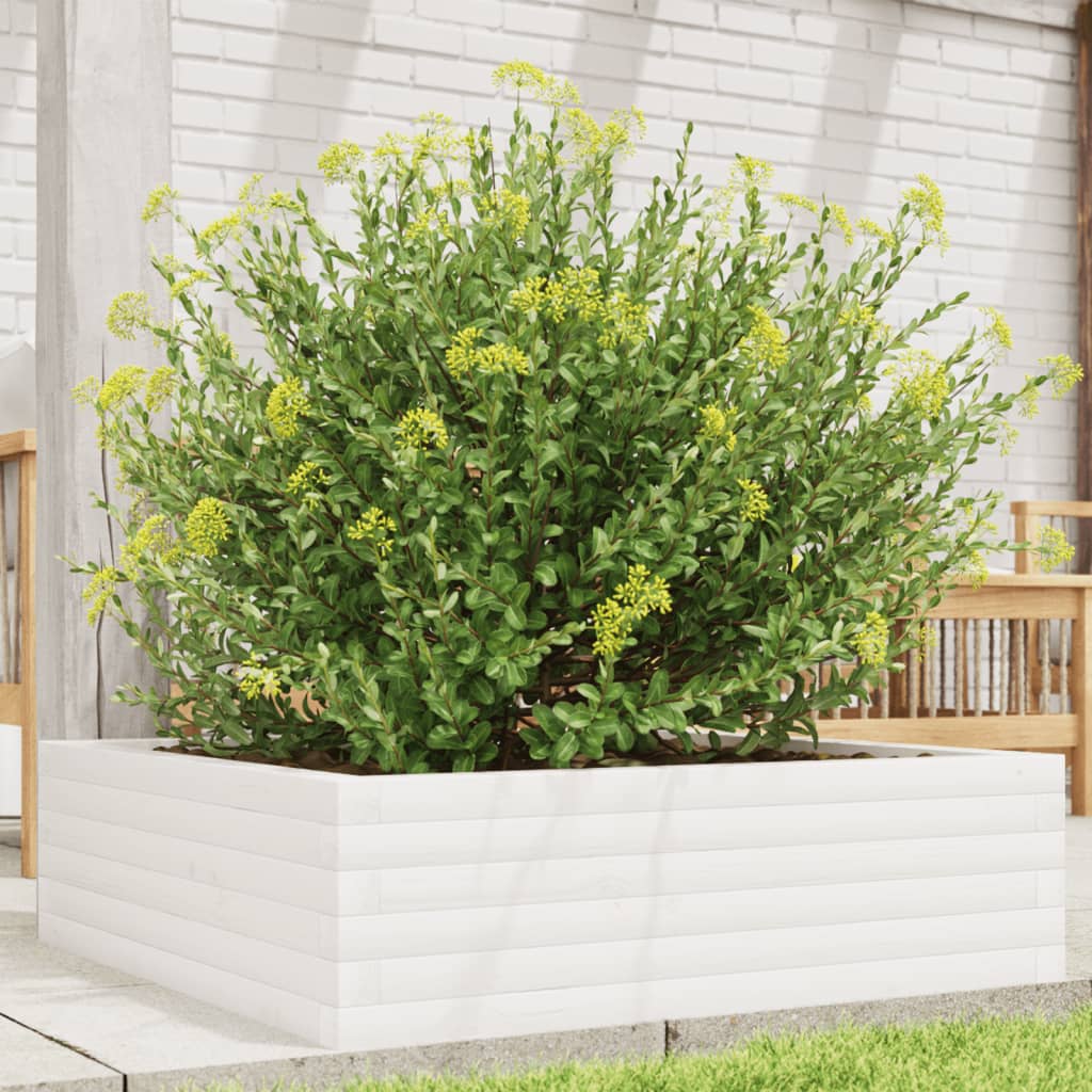 vidaXL Garden Planter White 80x80x23 cm Solid Wood Pine 1
