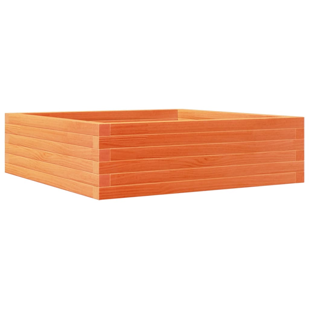 Garden Planter Solid Wood Pine Open bottom Height 23 cm Wax brown 80 cm 80 cm