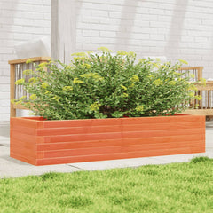 Garden Planter Solid Wood Pine Open bottom Height 23 cm Wax brown 110 cm 40 cm