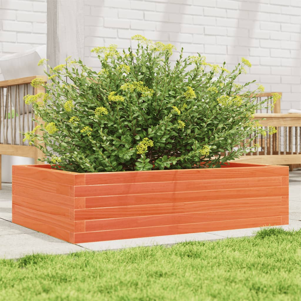 Garden Planter Solid Wood Pine Open bottom Height 23 cm Wax brown 90 cm 60 cm