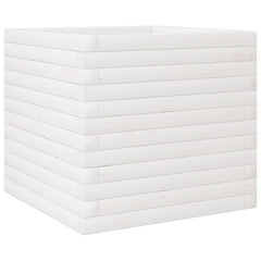 Garden Planter 50x50x45.5 cm Solid Wood Pine Open Bottom White 50 cm 50 cm