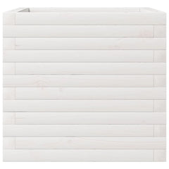 Garden Planter 50x50x45.5 cm Solid Wood Pine Open Bottom White 50 cm 50 cm