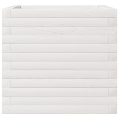 Garden Planter 50x50x45.5 cm Solid Wood Pine Open Bottom White 50 cm 50 cm