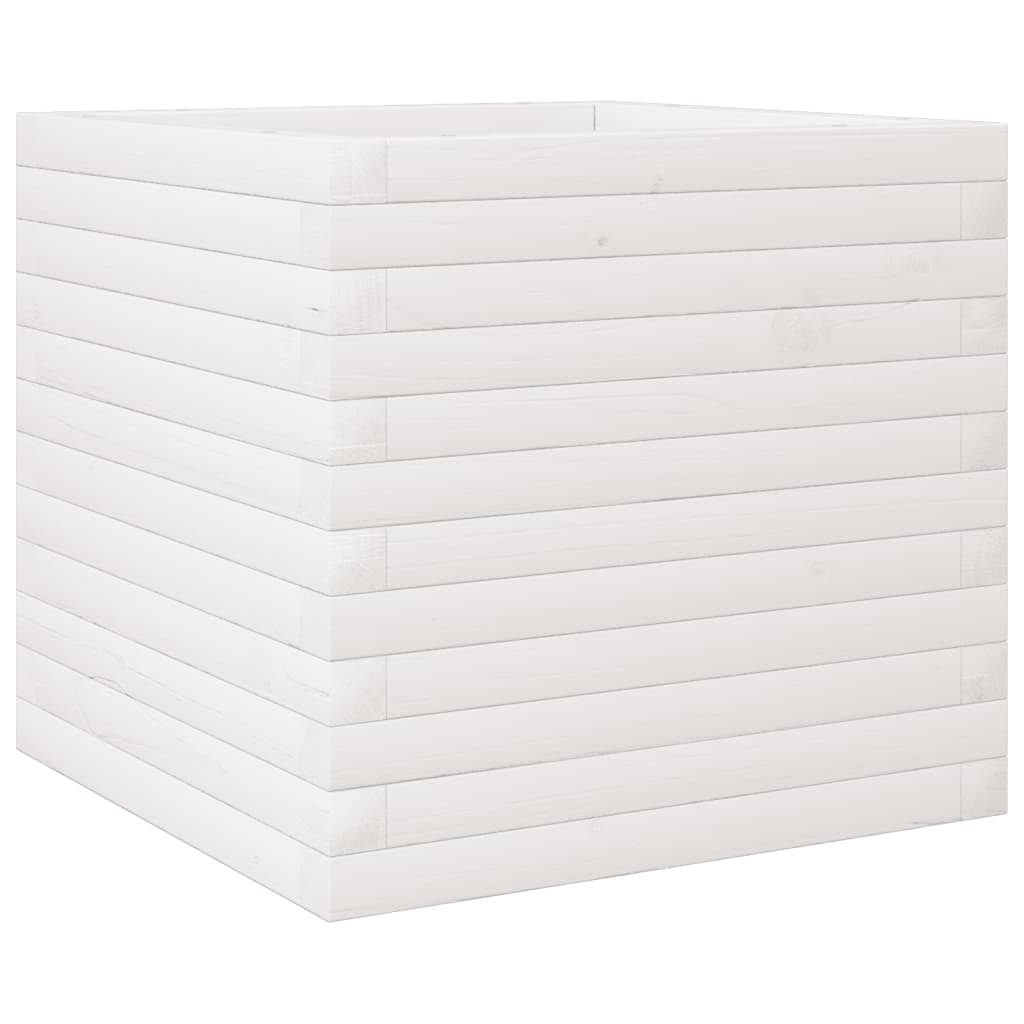 Garden Planter 50x50x45.5 cm Solid Wood Pine Open Bottom White 50 cm 50 cm