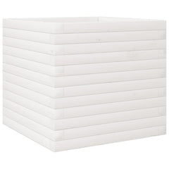 Garden Planter 50x50x45.5 cm Solid Wood Pine Open Bottom White 50 cm 50 cm