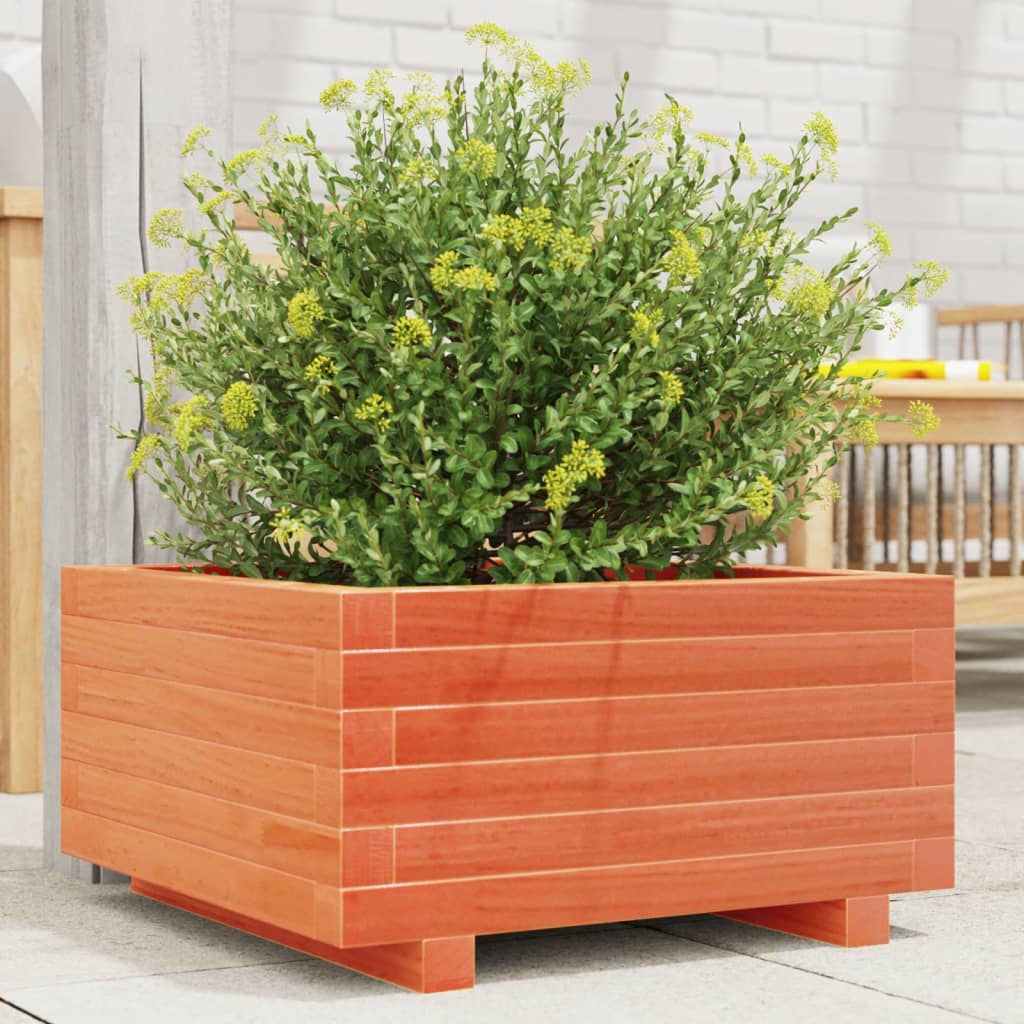 Garden Planter 40x40x26.5 cm Solid Wood Pine with Legs Wax Brown 50 cm 50 cm