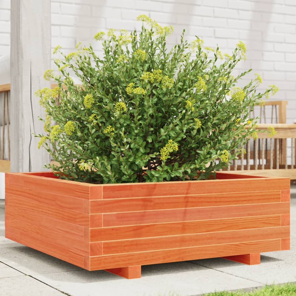 Garden Planter 40x40x26.5 cm Solid Wood Pine with Legs Wax Brown 70 cm 70 cm