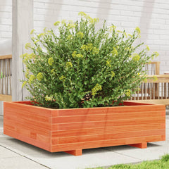 Garden Planter 40x40x26.5 cm Solid Wood Pine with Legs Wax Brown 80 cm 80 cm