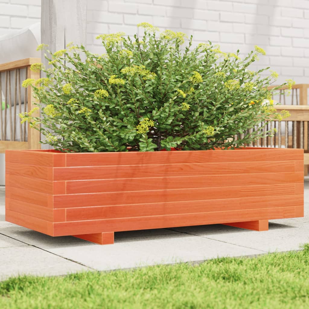 Garden Planter 40x40x26.5 cm Solid Wood Pine with Legs Wax Brown 90 cm 40 cm