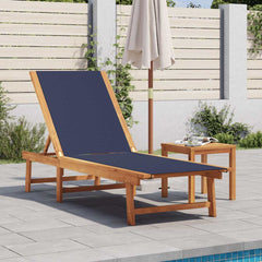 Sun Loungers 2 pcs Solid Wood Acacia and Textilene Blue Sun lounger