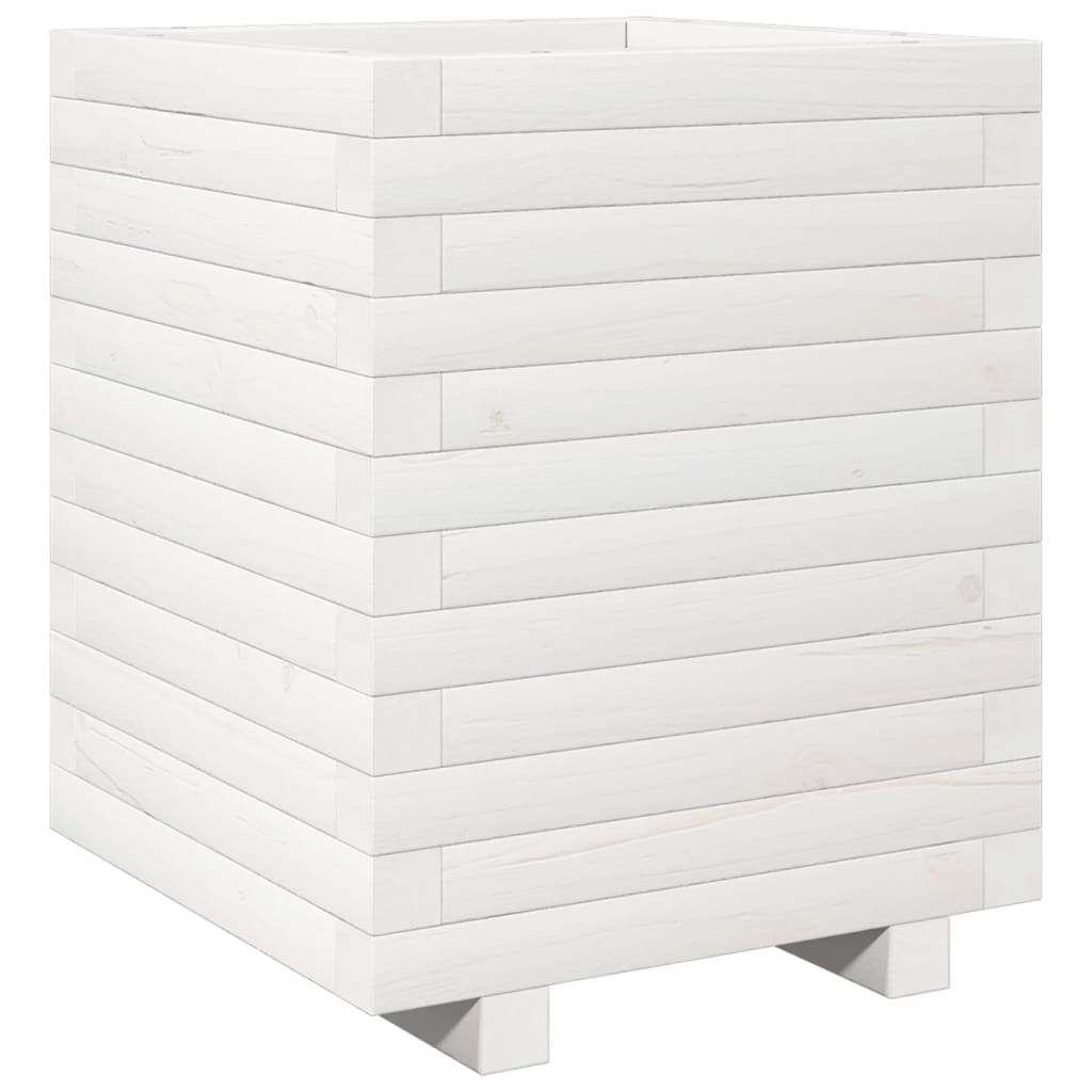 Garden Planter 40x40x49.5 cm Solid Wood Pine Stackable White 40 cm 40 cm