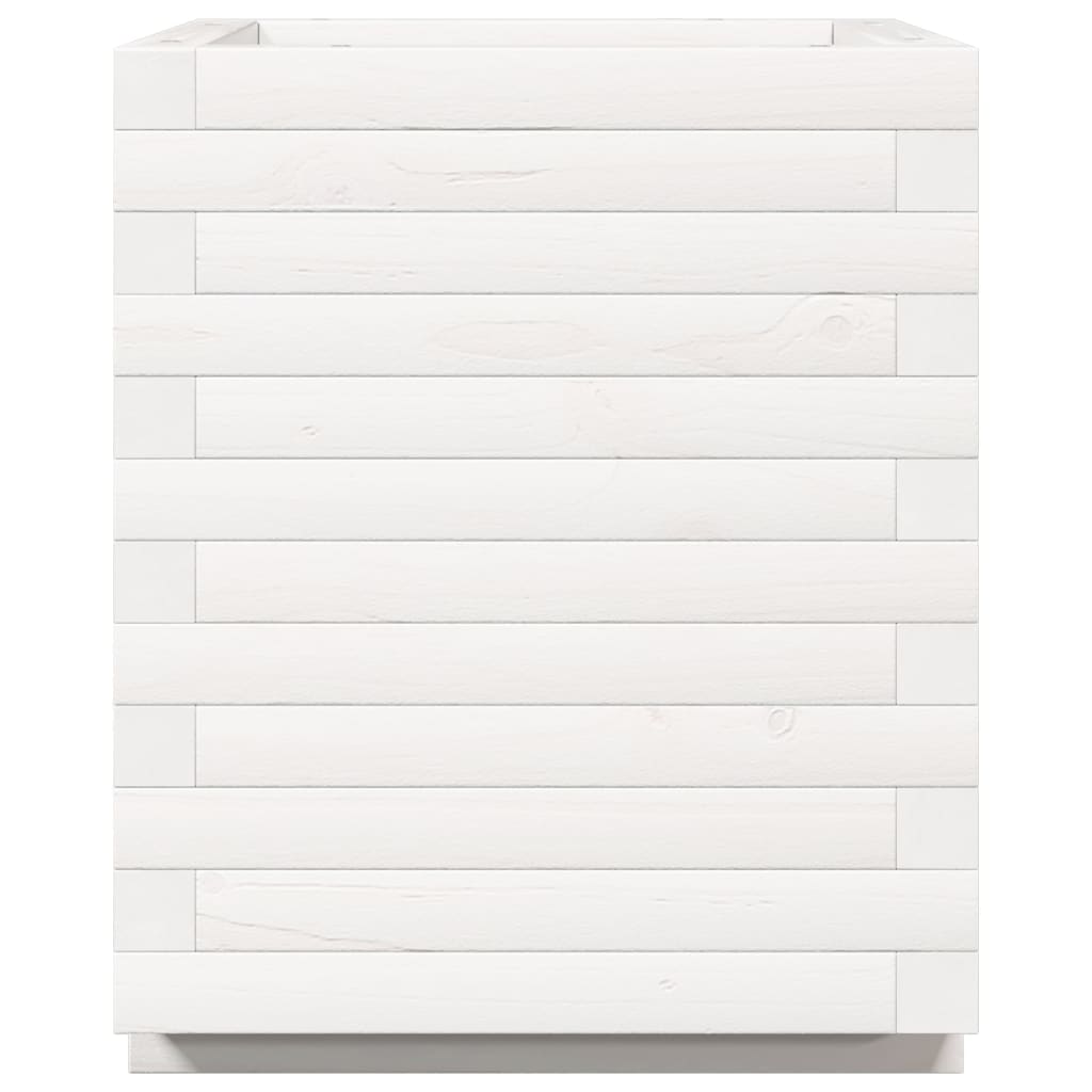 Garden Planter 40x40x49.5 cm Solid Wood Pine Stackable White 40 cm 40 cm