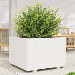 Garden Planter 40x40x49.5 cm Solid Wood Pine Stackable White 70 cm 70 cm