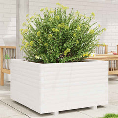 Garden Planter 40x40x49.5 cm Solid Wood Pine Stackable White 80 cm 80 cm