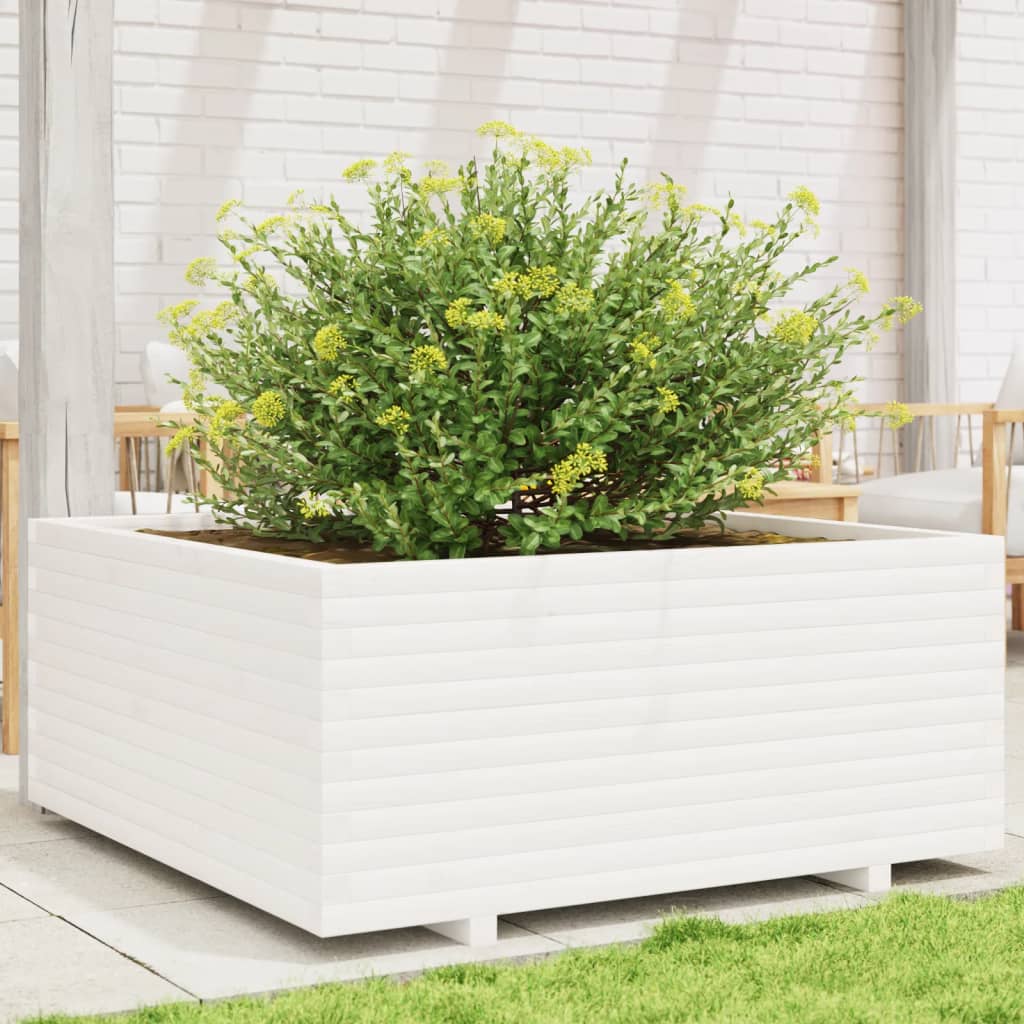 Garden Planter 40x40x49.5 cm Solid Wood Pine Stackable White 110 cm 110 cm