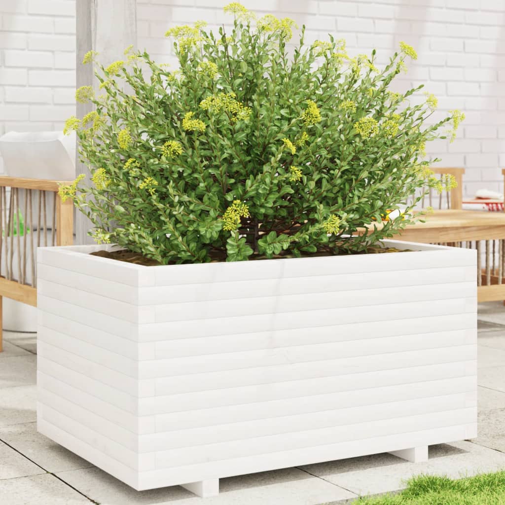 Garden Planter 40x40x49.5 cm Solid Wood Pine Stackable White 90 cm 60 cm