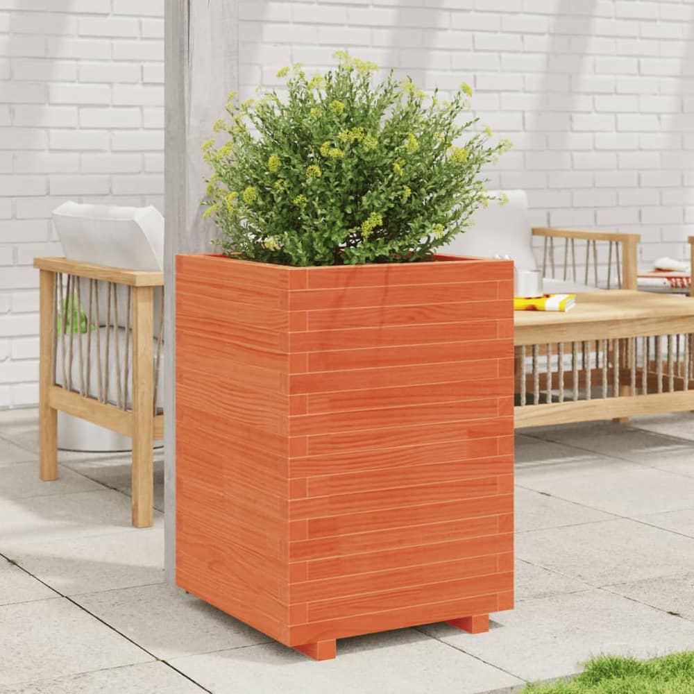 Garden Planter 50x50x72.5 cm Solid Wood Pine Stackable Wax Brown 50 cm 50 cm