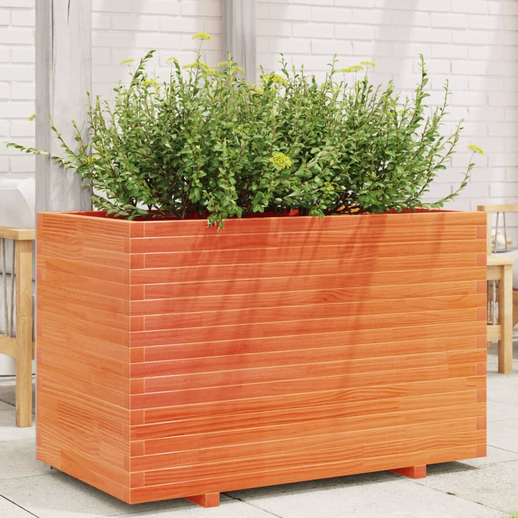 Garden Planter Solid Wood Pine Stackable Wax Brown Height 72 cm 110 cm 60 cm