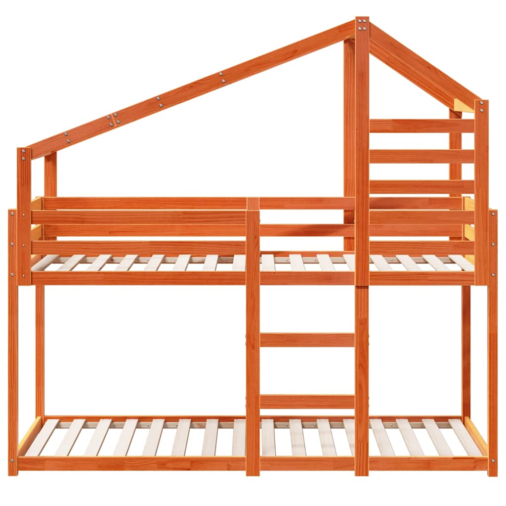 Bunk Bed without Mattress Solid Wood Pine Wax brown 90 x 200 cm