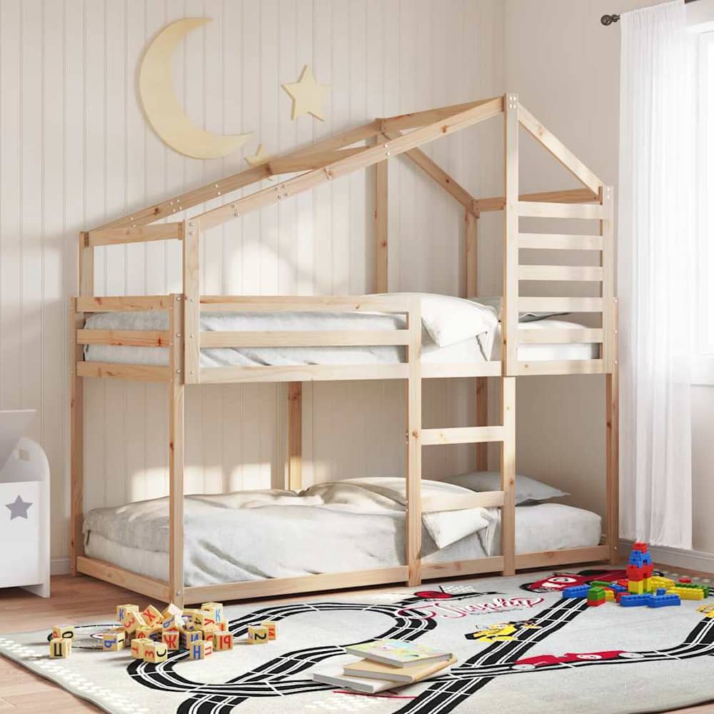 Bunk Bed without Mattress Solid Wood Pine Natural 90 x 200 cm