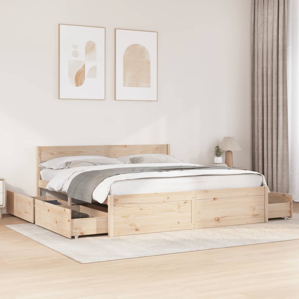 Bed Frame without Mattress Solid Wood Pine Length 200 cm Natural 200 cm