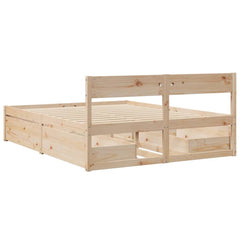 Bed Frame without Mattress Solid Wood Pine Length 200 cm Natural 140 cm
