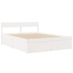Bed Frame without Mattress Solid Wood Pine Length 200 cm White 140 cm