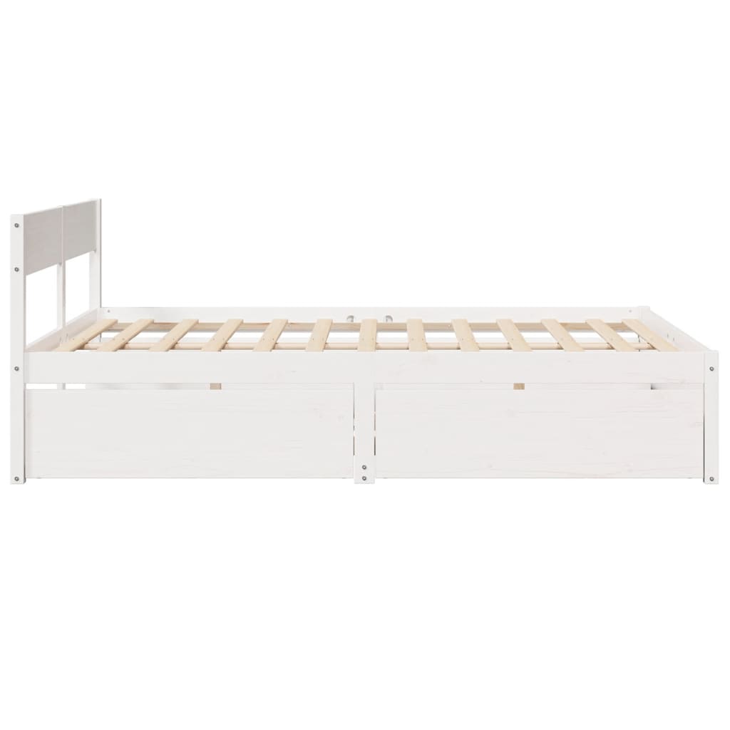 Bed Frame without Mattress Solid Wood Pine Length 200 cm White 140 cm